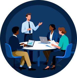 SIONIQ team collaborating around a shared workspace